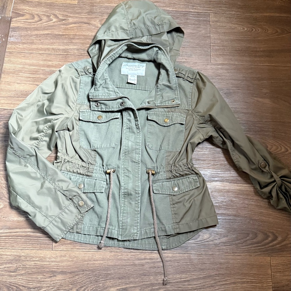 American Rag Khaki Hooded Utility Jacket